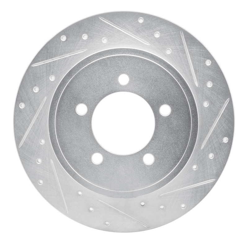 Ford Explorer Brake Rotor (1) - Rear Right - R1 Concepts - Drilled & Slotted - Silver - `02-`10